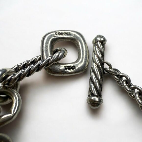 David Yurman Estate Sterling & 18k Paperclip Heart Size 7 Inch Bracelet - Picture 7 of 8